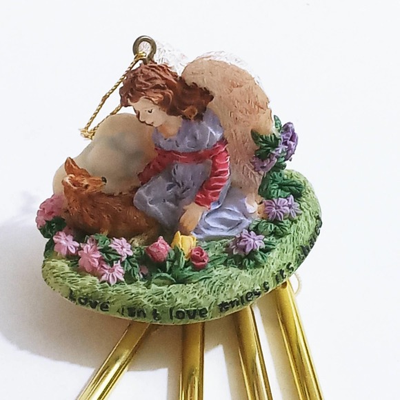 Vintage Forest Angel Wind Chimes Plastic Deer Flowers Brass Chimes (z) - Picture 2 of 5